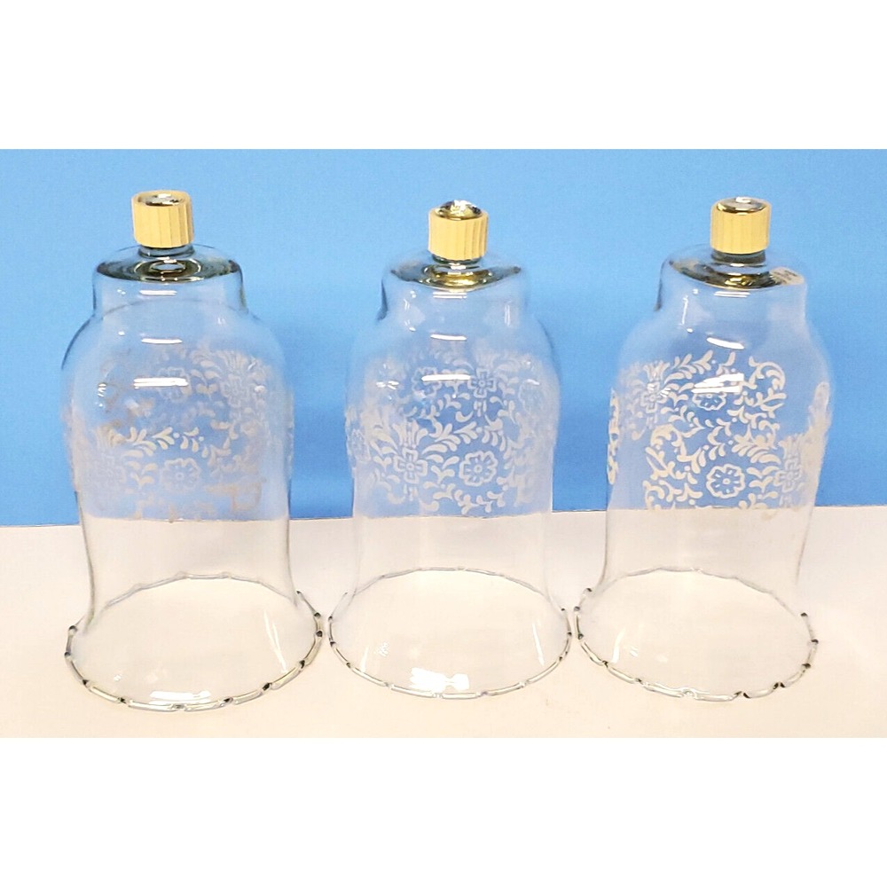 Vintage Votive Cups Floral Etched Glass Peg Candle Home Interiors Quantity 3